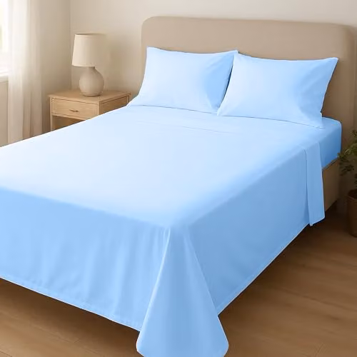 Home Sweet Home UK Blue Microfibre Single Flat Sheet, W/D/H: 90 x 190 cm – 1