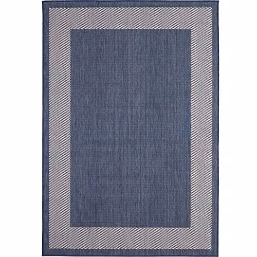 THE RUGS Blue Bordered Indoor and Outdoor Rectangular Rug, W/D/H: 170 x 120 cm – 5