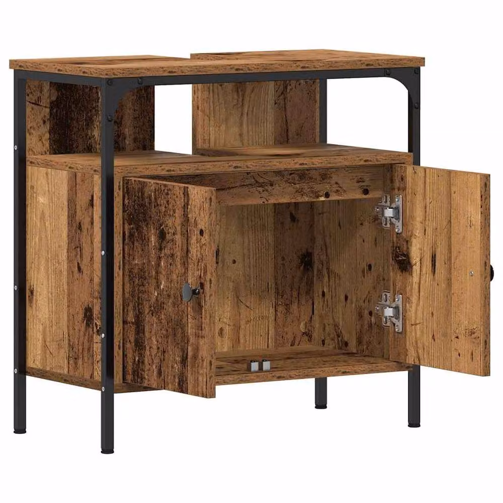 Berkfield Home Rustic Old Wood Bathroom Sink Cabinet in Brown, W/D/H: 60 x 30 x 60 cm – 4