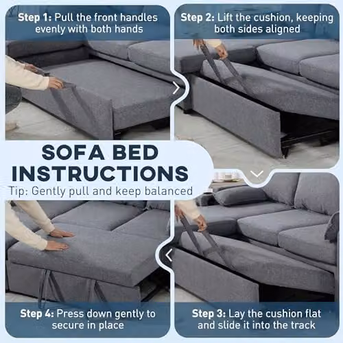 HOMCOM L-Shaped 3 Seater Corner Sofa Bed in Grey with Reversible Storage Chaise and USB Charging – 5