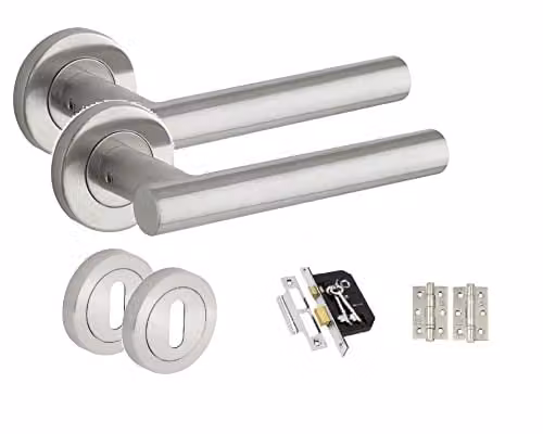 Golden Grace T-Bar Door Handles and Lever Latch Pack in Silver Satin Nickel Finish