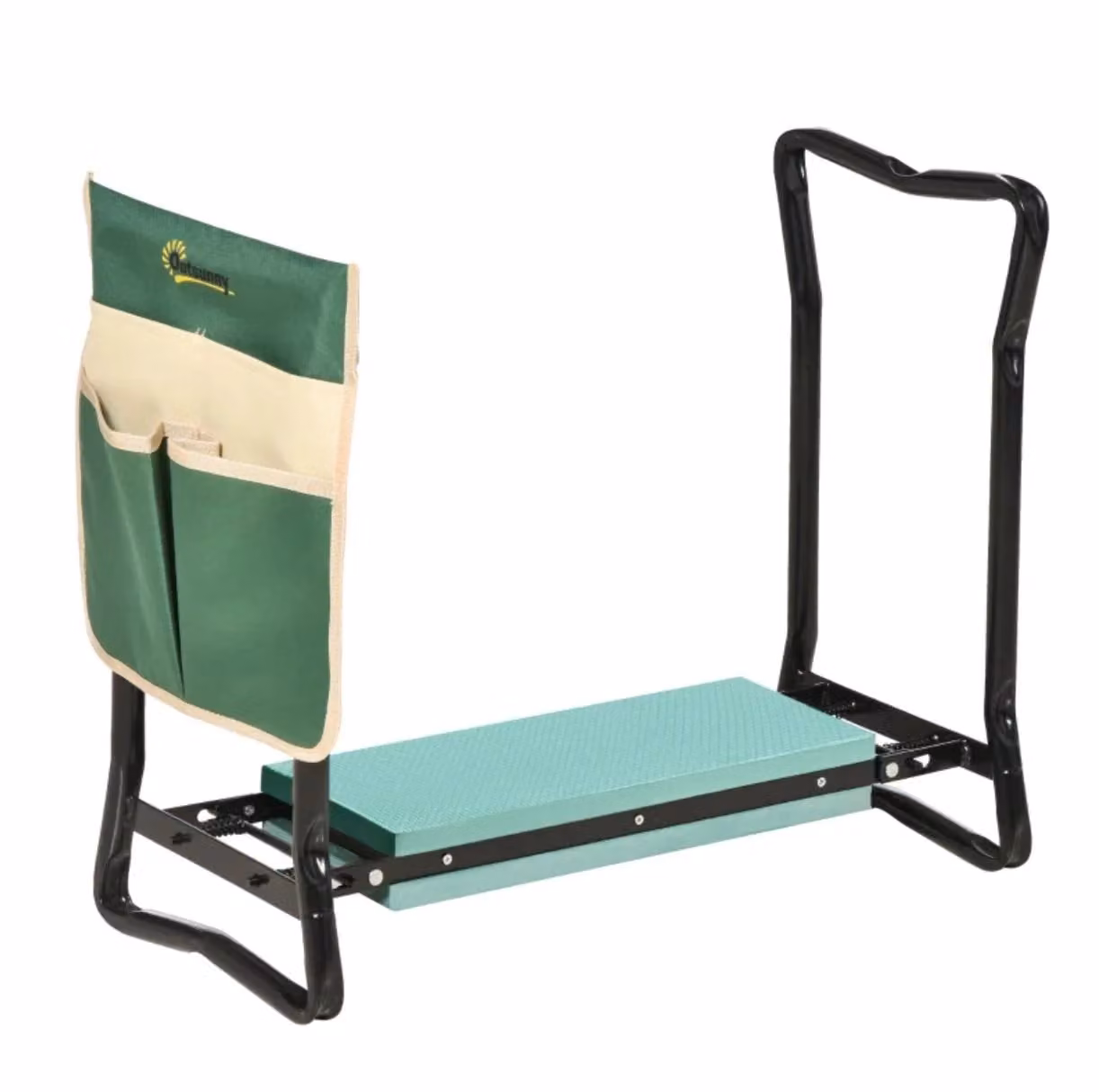 Outsunny Steel Frame Padded Garden Kneeler with Tool Bag in Green