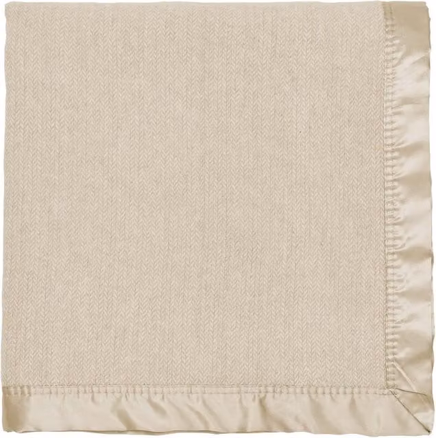 Murmur Lewin Woven Wool and Linen Herringbone Geometric Throw in Grey and Beige