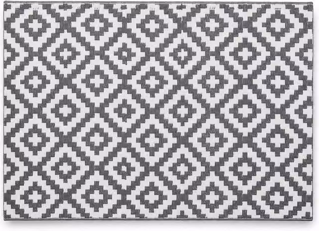 Simpa Geometric Outdoor Reversible UV Resistant Rug in Grey, W: 180 cm, D: 270 cm – 1