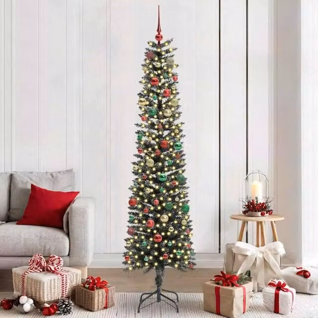 Berkfield Home Artificial Christmas Tree with 300 LEDs, Green, W/D/H: 58 x 58 x 210 cm – 1