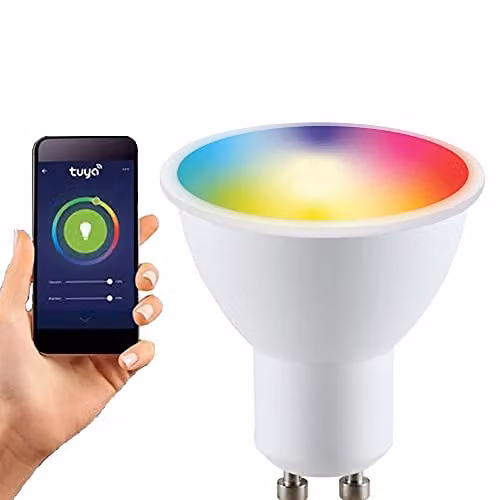 Harper Living Smart Wi-Fi LED GU10 Spotlight Bulb, 5.5W, 400lm, Dimmable RGBW Colour Changing and White Light, Compatible with Tuya, Alexa and Google Home