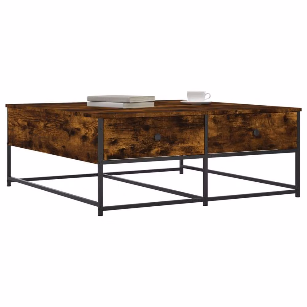 Berkfield Home Smoked Oak Coffee Table in Brown, W: 100 cm, D: 99 cm, H: 40 cm – 3