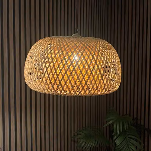 CGC Lighting Bronte Bamboo Hand Made Dome Lampshade in Beige and Brown, W: 40 cm, D: 38 cm, H: 20 cm – 2