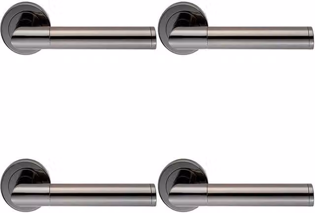 Loops 4x Pair Sectional Round Bar Handles with Round Rose in Black Nickel Finish – 1