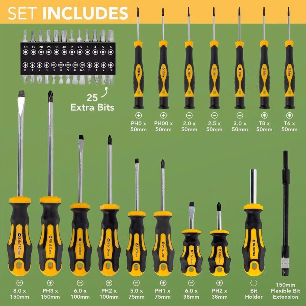 VOGREX 42-Piece Heavy-Duty Magnetic Screwdriver Set in Multicolour – 2