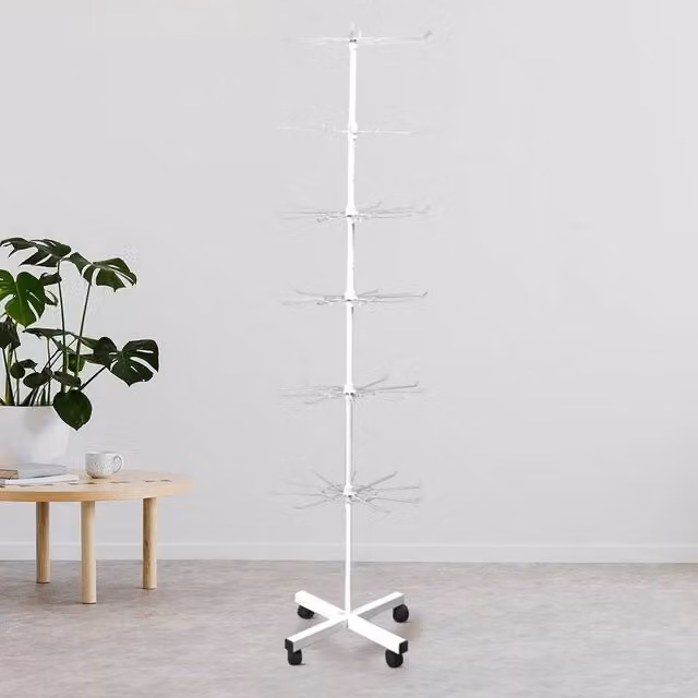 SPETLEK 6 Tier Rotating Retail Display Stand with Adjustable Shelves, White