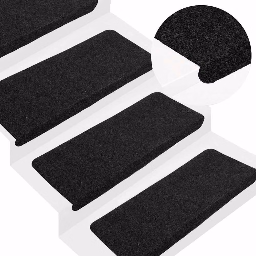 Berkfield Home Self-adhesive Non-slip Stair Mats, 15 Pieces, Black, W/D/H: 65 x 24.5 x 3.5 cm – 2