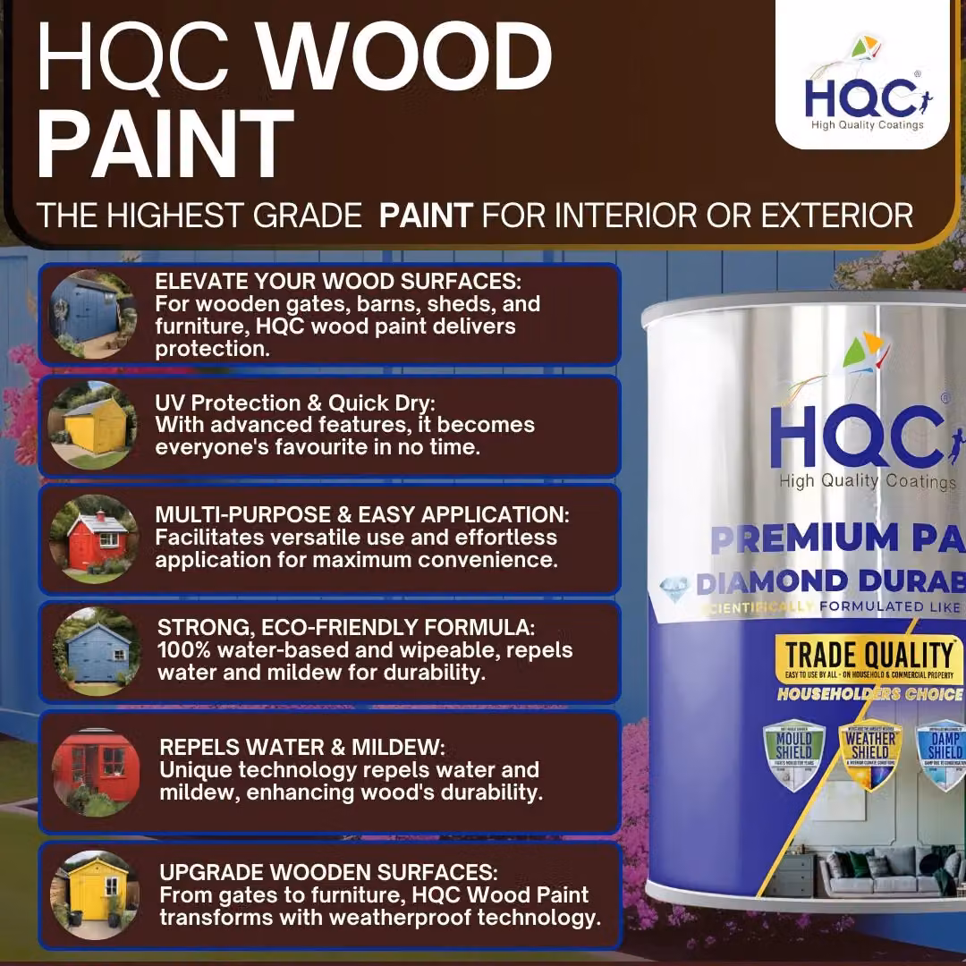 HQC Water Based Opaque Wood Paint in Blue, 1 l – 5