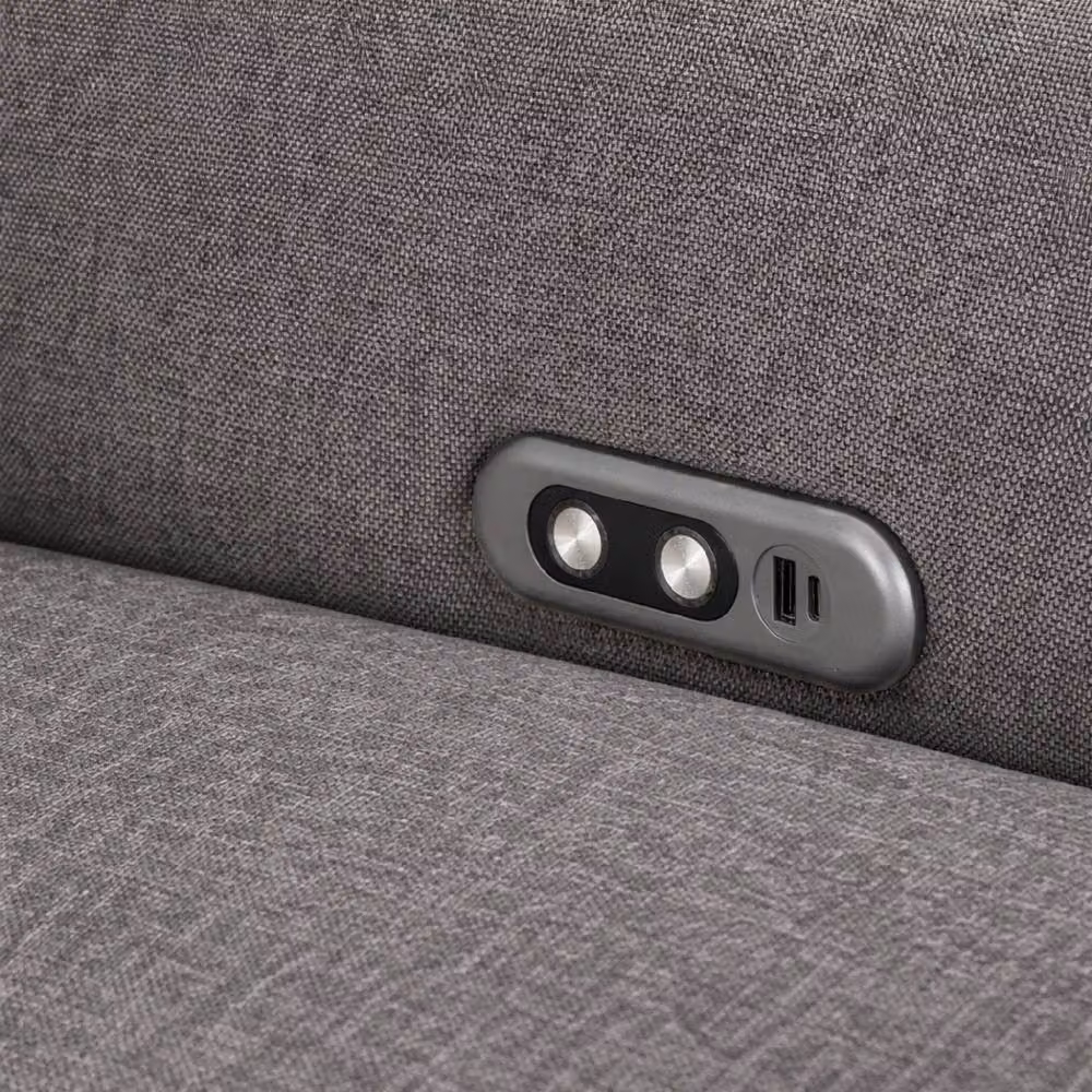 Aspire Grayson Grey Fabric Upholstered Power Recliner Armchair with USB Charging – 3