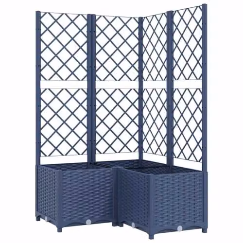 vidaXL Plastic Garden Planter Tub in Blue Grey, W/D/H: 80 x 80 x 136 cm – 1