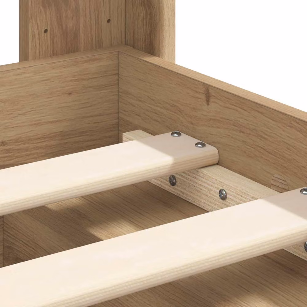 Berkfield Home Artisan Oak Bed Frame with Headboard and Side Storage Compartments, Brown, W: 100 cm, L: 200 cm – 4