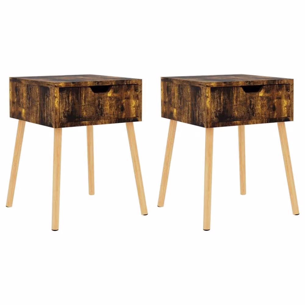 Berkfield Home Elegant Bedside Cabinets, 2 Piece Set, Smoked Oak Brown, W/D/H: 40 x 40 x 56 cm – 3