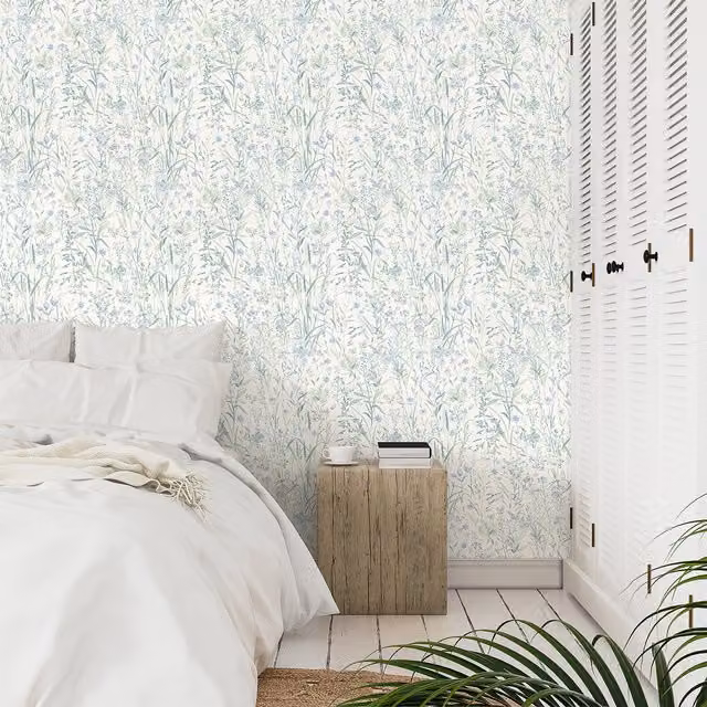 Grandeco Floral Botanical Nature Wallpaper in Multicolour Green, Purple and Blue