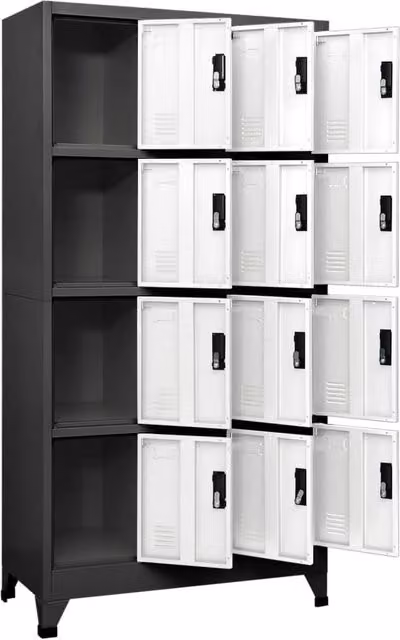 Berkfield Home Metal Locker Cabinet in Anthracite and White, W/D/H: 90 x 45 x 180 cm