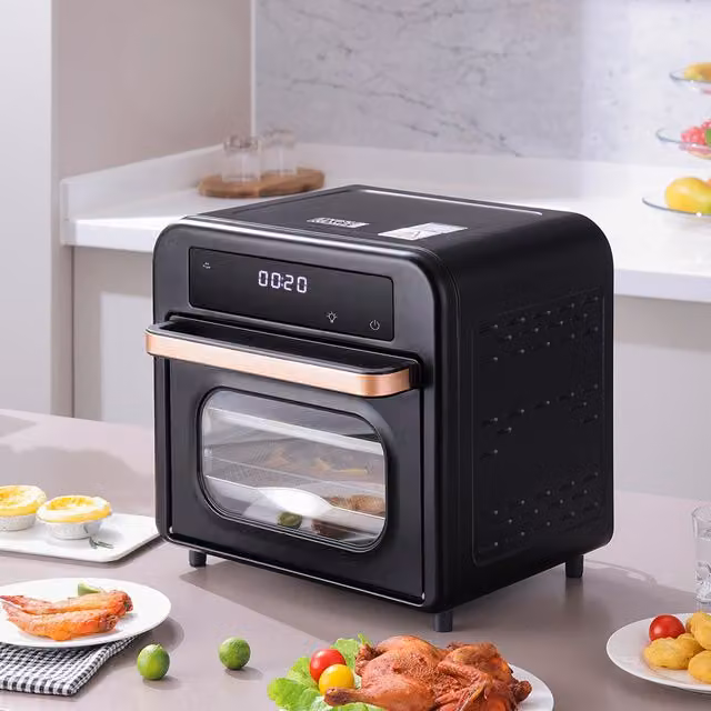 Livingandhome 15L Smart Digital Oven with Three Layers and Glass Door, Black