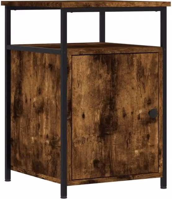 Berkfield Home Set of 2 Durable Bedside Cabinets in Smoked Oak Brown, W/D/H: 40 x 42 x 60 cm