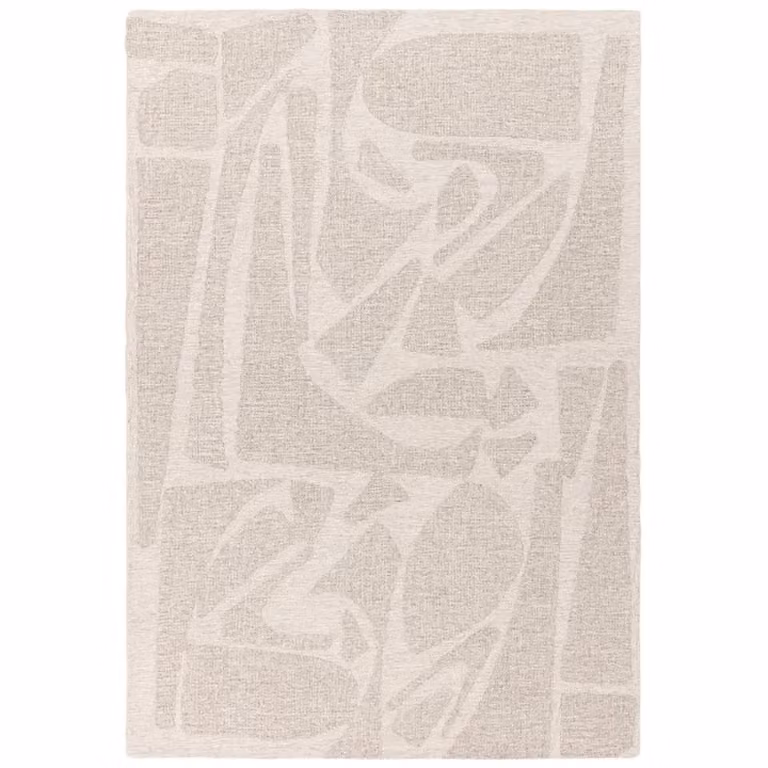The Rug Shop UK Beige Wool Modern Abstract Easy to Clean Rectangular Area Rug W: 200 cm, D: 290 cm