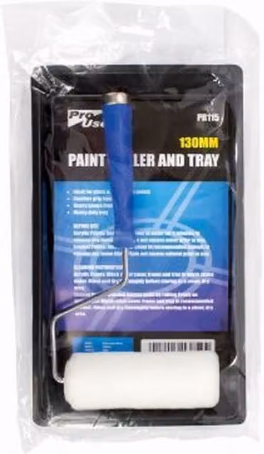 Pro User Mini Paint Roller and Tray Set with Frame and Non-Slip Grip, White, 13 cm
