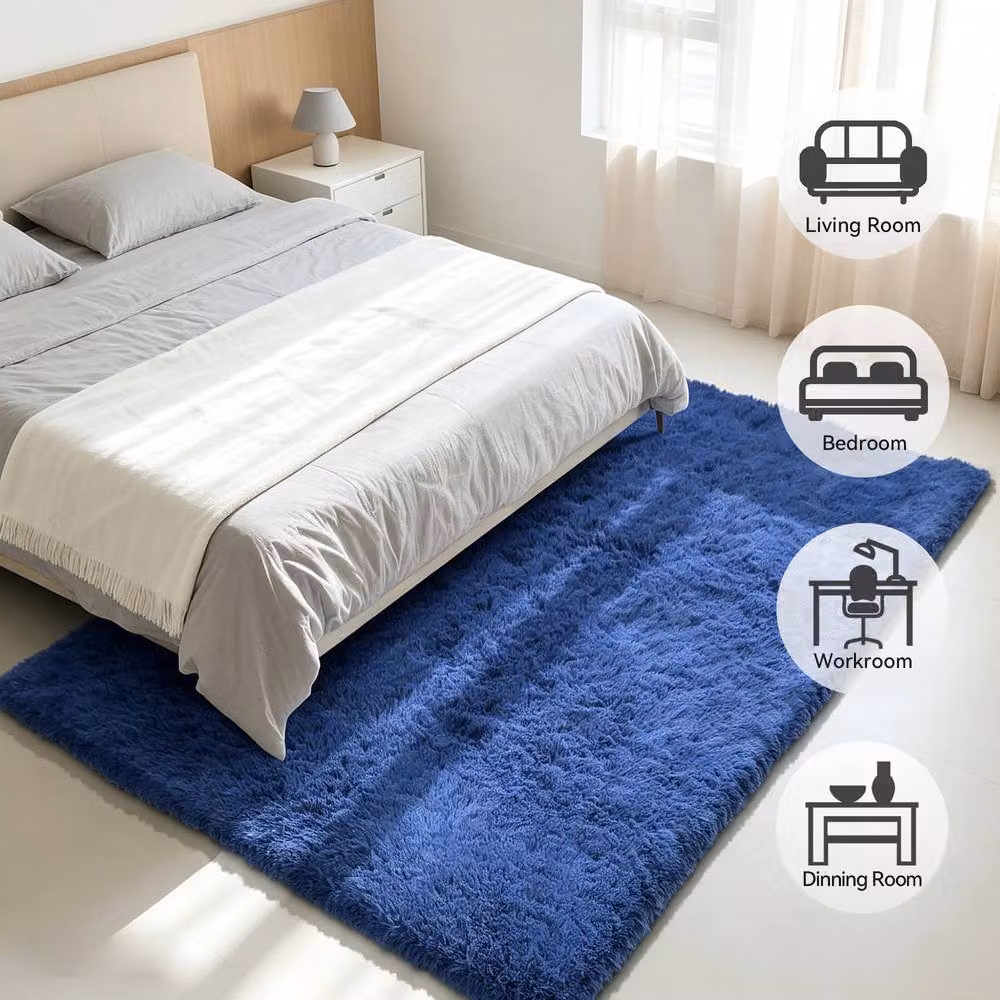MCC Direct Blue Faux Fur Rectangular Shaggy Area Rug, W/D/H: 60 x 110 cm – 6