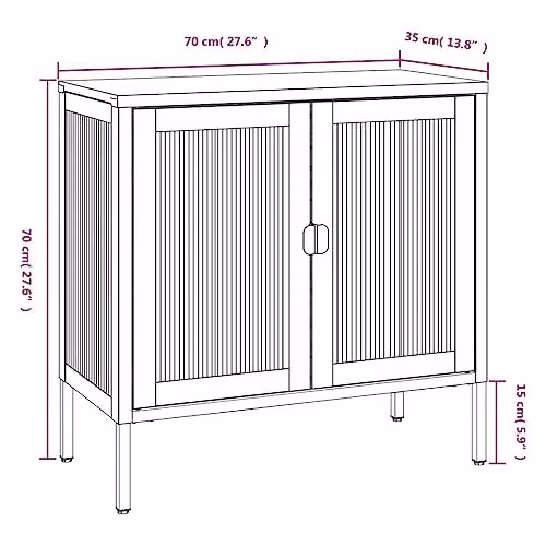 vidaXL Modern Black Sideboard with Glass and Metal, W/D/H: 70 x 35 x 70 cm – 3