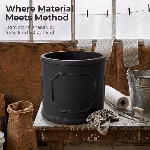 IDEALIST Large Faux Lead Reinforced Stone Plant Pot, 45 cm, 57 l, Grey or Black – 6