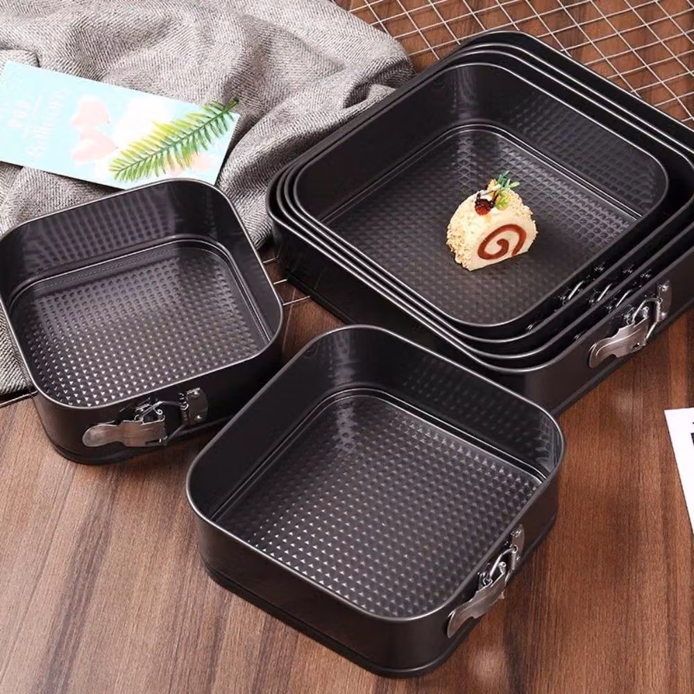 NESTLUNE Black Steel Square Non-Stick Springform Cake Tin, W: 22 cm, D: 15 cm, H: 15 cm – 2