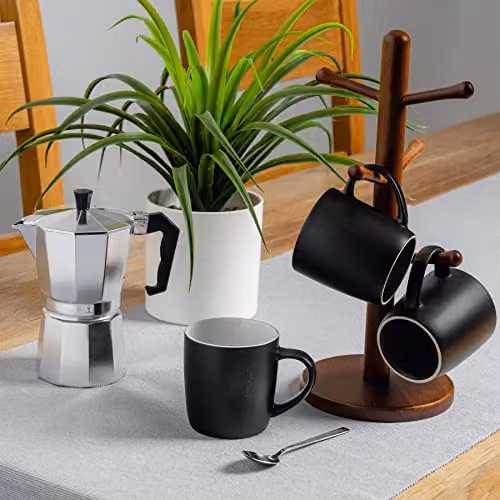 Argon Tableware Matte Black Stoneware Coffee Mugs, 350ml, Pack of 2 – 5