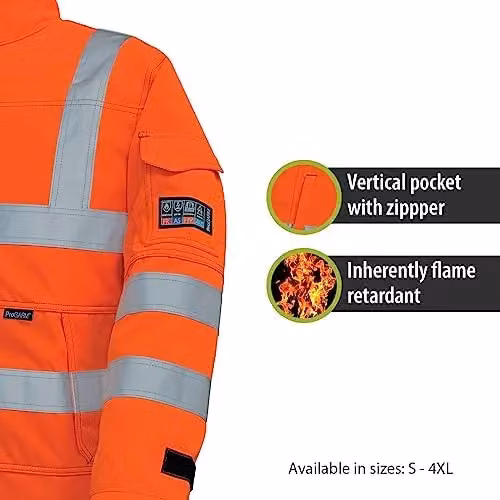 Pegdev Men's FR Arc Flash Hi-Vis Safety Jacket in Orange, Size XL – 2