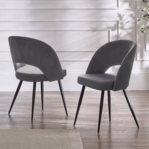 Julian Bowen Ella Set of 2 Upholstered Dining Chairs in Beige, Brown and Grey – 1
