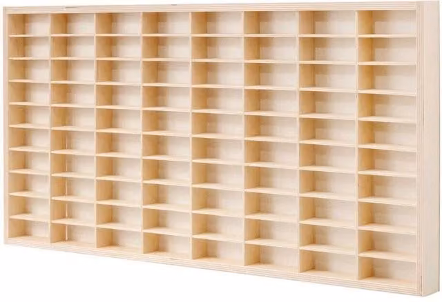 Kelvenix Wall Mounted Model Display Cabinet with Glass Doors in Beige, W/D/H: 42 x 42 x 42 cm