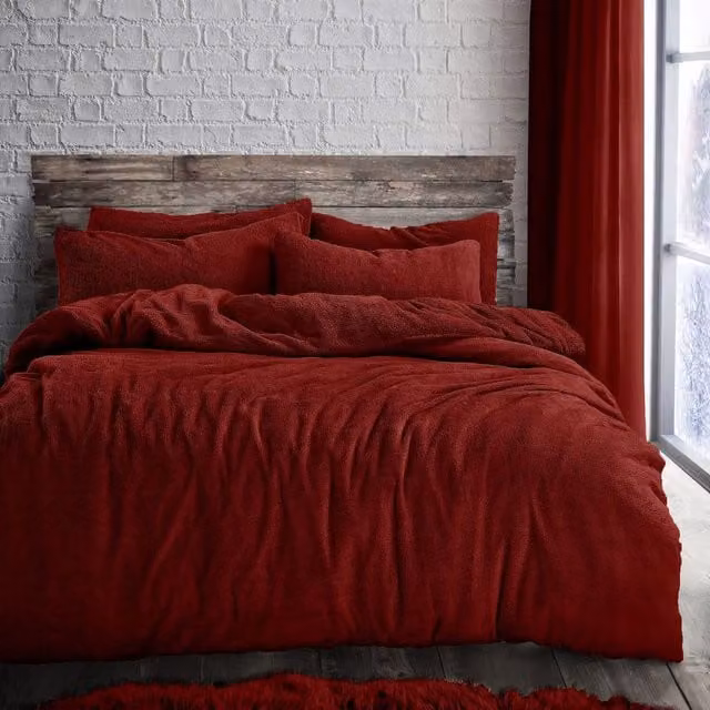 VELOSSO Red Thermal Fleece Duvet Set and Pillowcase, W/D/H: 140 x 200 cm