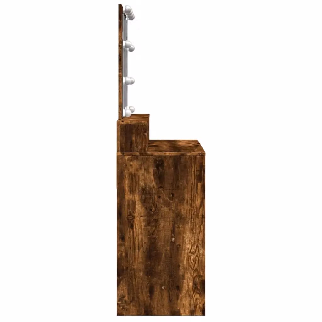 Berkfield Home Hollywood LED Dressing Table in Smoked Oak Brown, W: 80 cm, D: 41 cm, H: 144.5 cm – 4