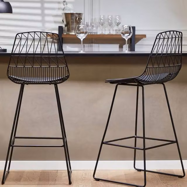 Wyld and Coco Set of 2 Black Faux Leather Counter-Height Bar Chairs – 1