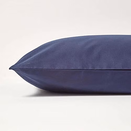 Homescapes Navy Blue Egyptian Cotton Percale Euro Pillowcase with Zip, 60 x 60 cm – 2