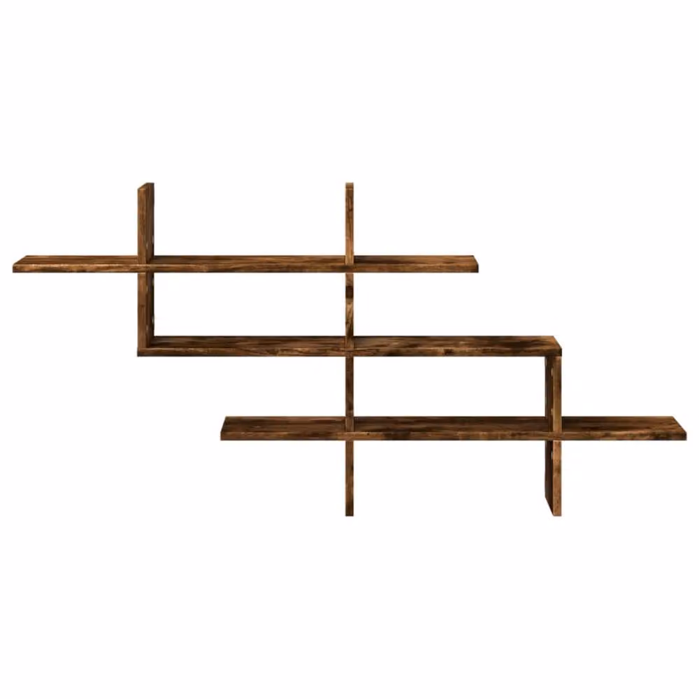 Berkfield Home Wall Mounted Smoked Oak Shelf in Brown, W: 124.5 cm, D: 18 cm, H: 60.5 cm – 3