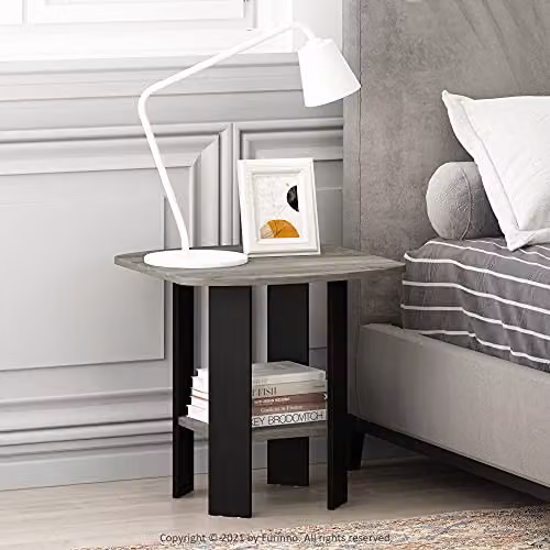 Furinno 2-Tier Side Table with Open Shelves in French Oak – 2