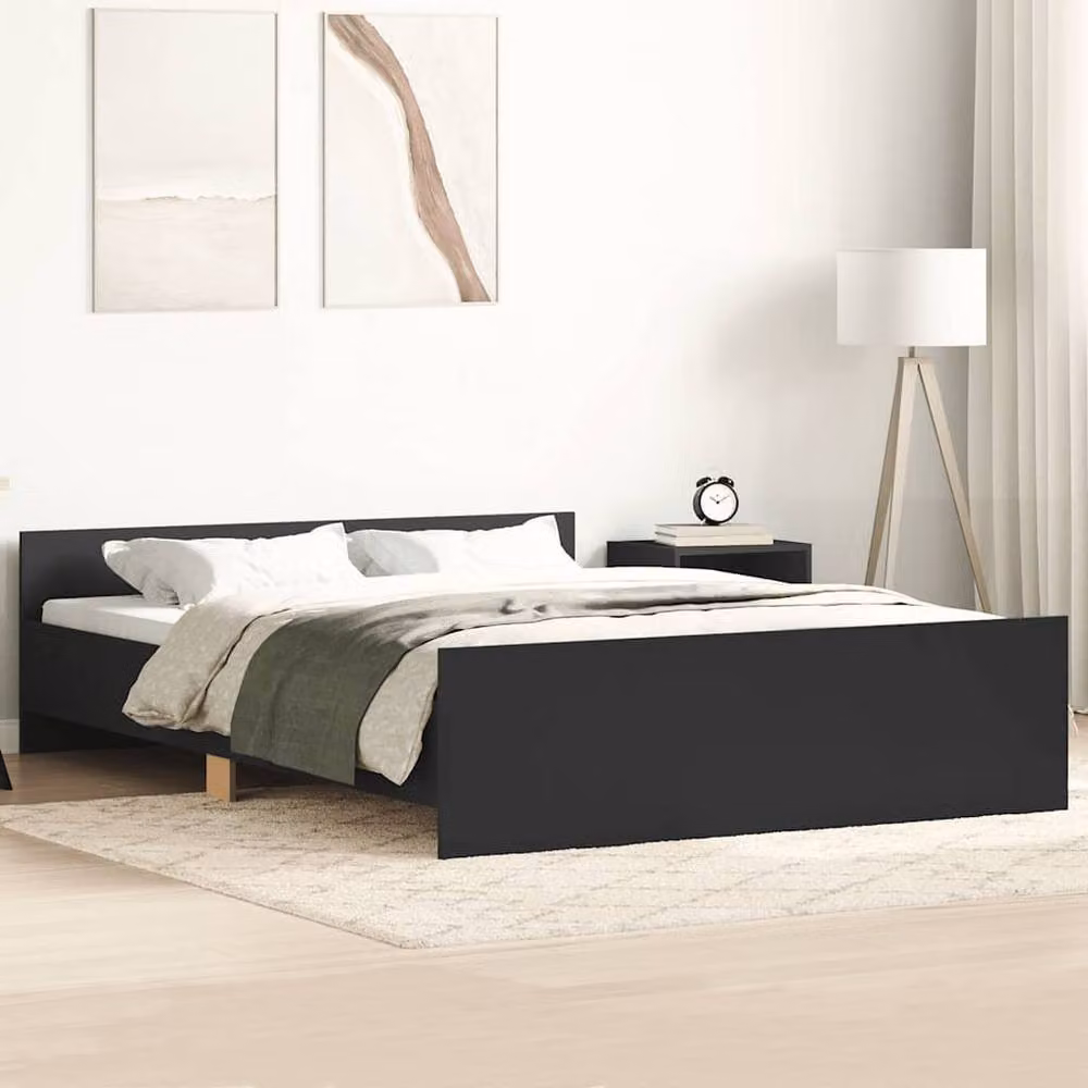 Berkfield Home Durable Bed Frame with Headboard and Footboard in Black, W/D/H: 120 x 200 x 50 cm – 2