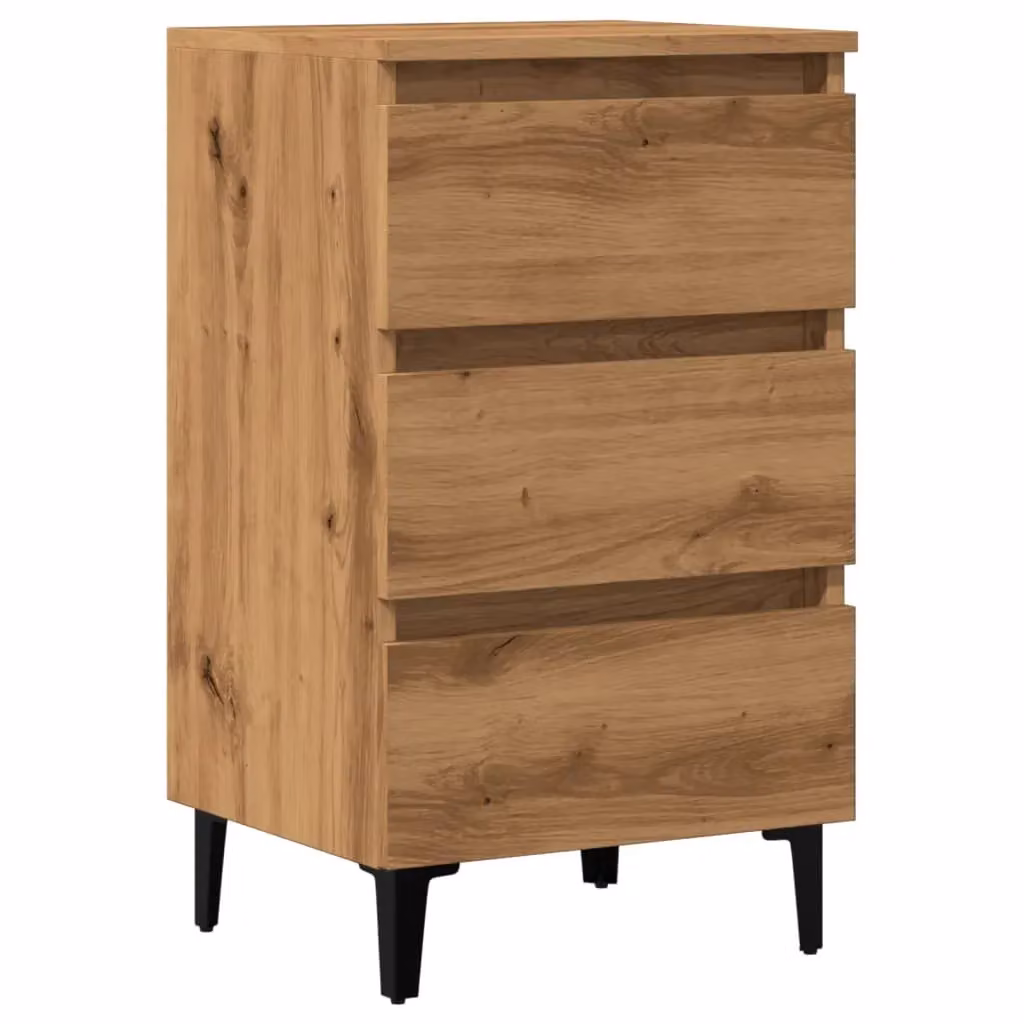 Berkfield Home Bed Cabinet in Artisan Oak and Brown with Metal Legs, W/D/H: 40 x 35 x 69 cm – 2