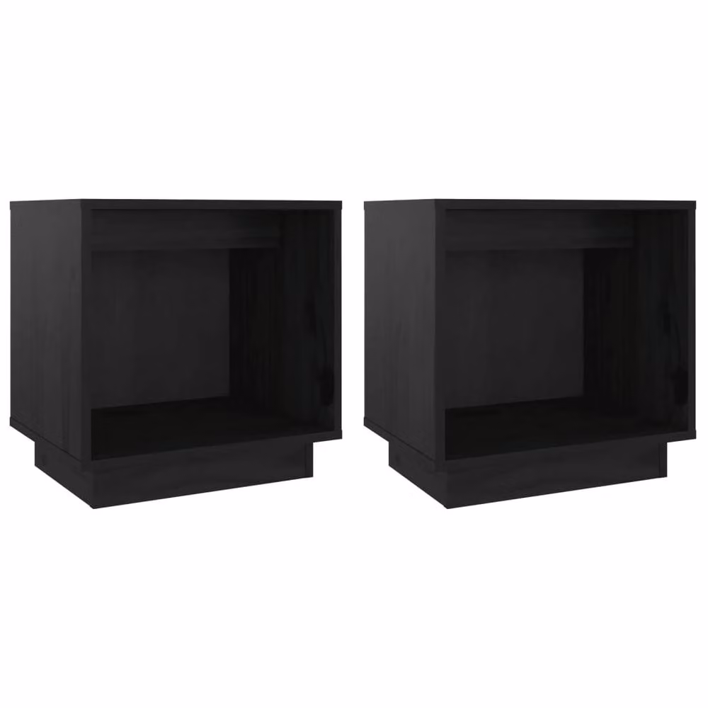 Berkfield Home Elegant Bedside Cabinets, Set of 2, Black Solid Pine Wood, W/D/H: 40 x 30 x 40 cm – 2