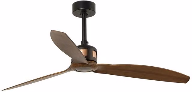 Faro Wood and Metal Ceiling Fan with Remote Control in Black and Copper