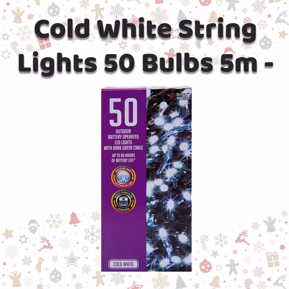 VFM e-Store Cool White Christmas String Lights with 50 Bulbs – 2