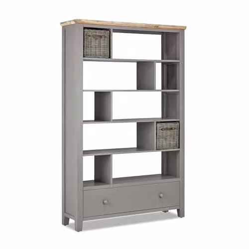Florence Room Divider Shelving Storage Unit in Dove Grey, H 190 cm x W 120 cm x D 35 cm