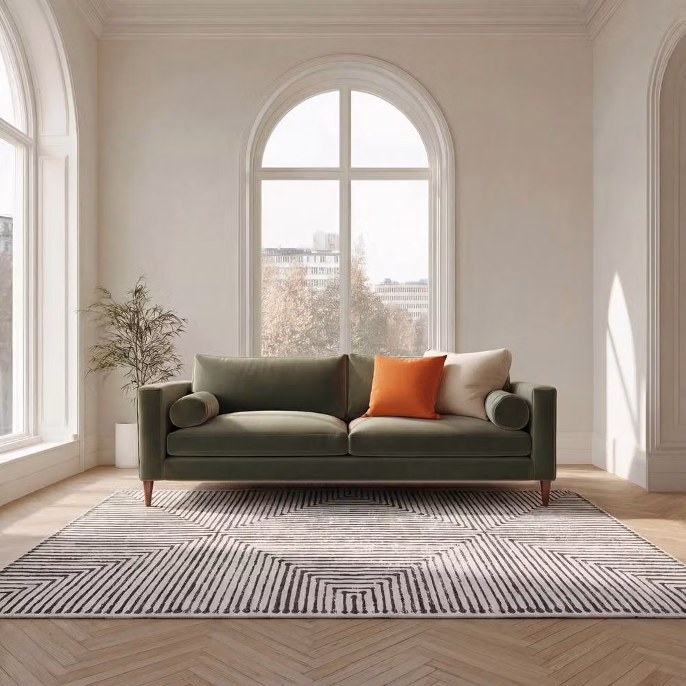 Kukoon Black and Cream Geometric Washable Modern Living Room Rug, W: 80 cm, L: 150 cm – 2