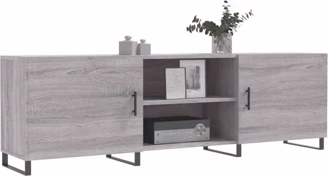 Berkfield Home Modern Grey Sonoma TV Cabinet W/D/H: 150 x 30 x 50 cm
