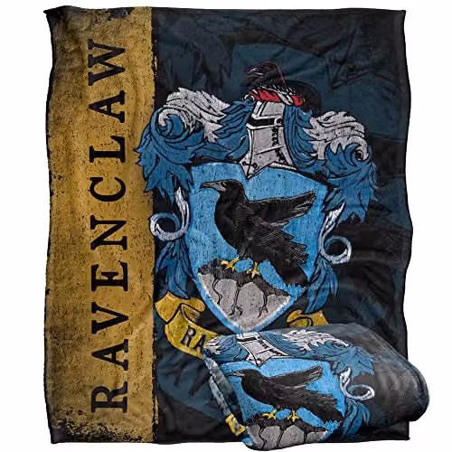 Warner Brothers Harry Potter Ravenclaw House Crest Fleece Throw Blanket, White and Multicolour, W/D/H: 152 x 127 cm – 1